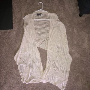 Sheer cream high low sweater vest